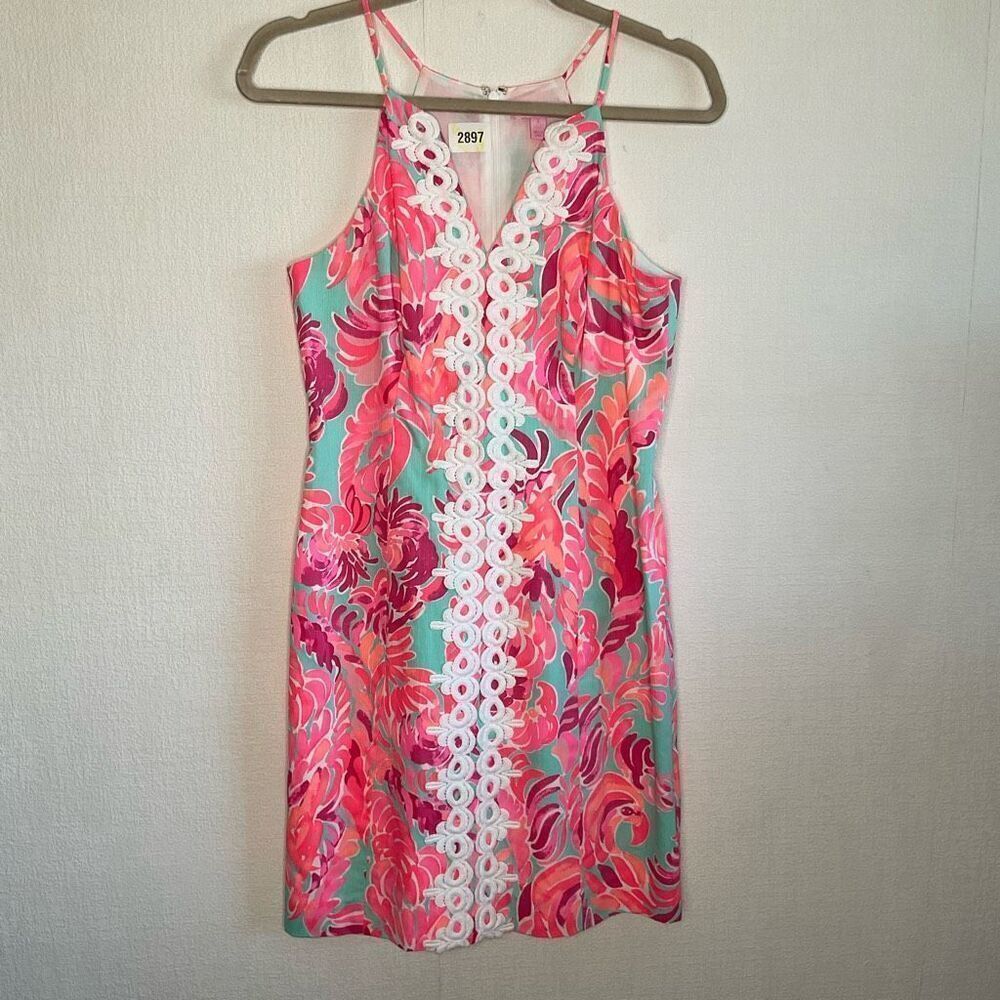 Lilly Pulitzer Womens size 2 Pearl Shift dress Poolside Blue Love Birds Whimsy